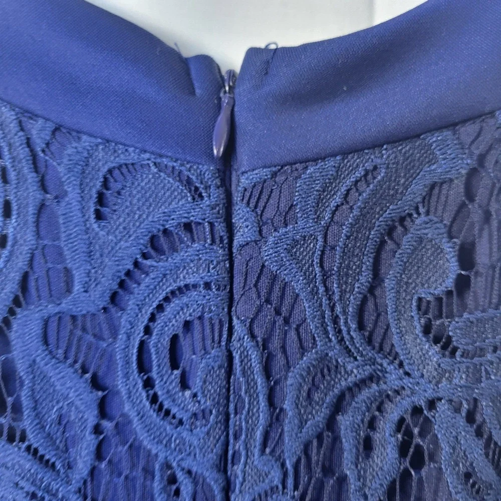 Francesca's Womens Royal Blue Lace Halter Cocktail Dress High Neck Fit & Flare M